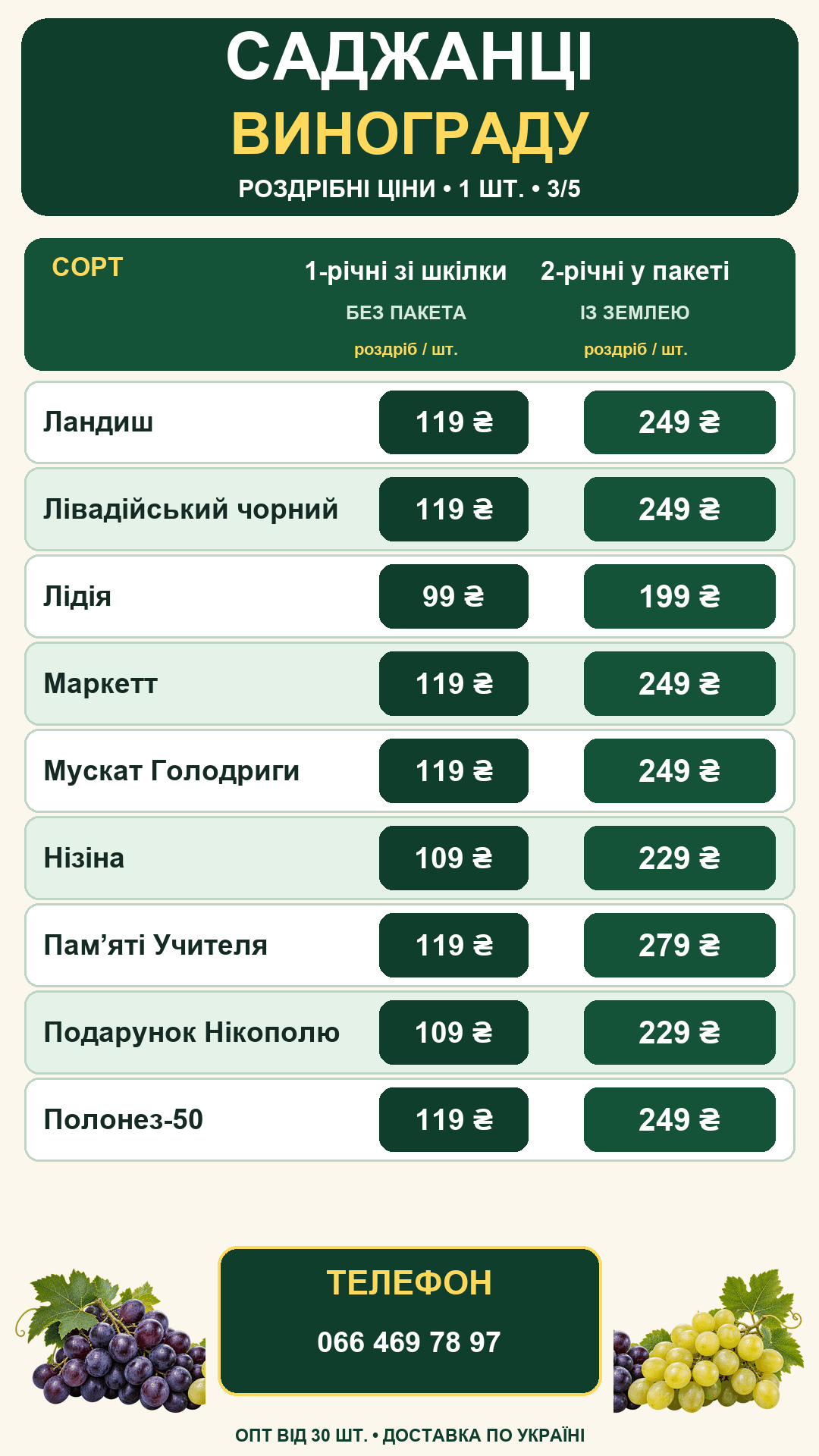 Прайс саджанців винограду сторінка 3 з 5